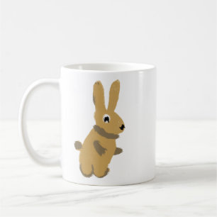 Taza de café con conejo adorable y caprichoso dibu