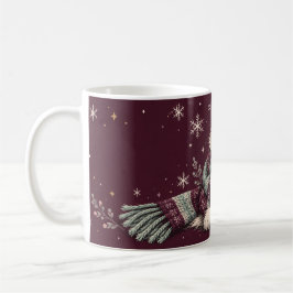 Taza de café con copo de nieve de gato de invierno