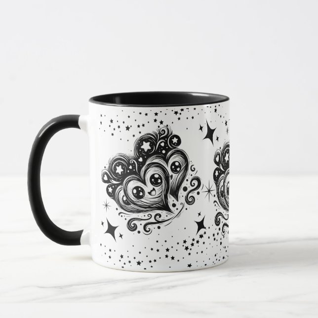 Taza de café con corazón al estilo Van Gogh (Izquierda)