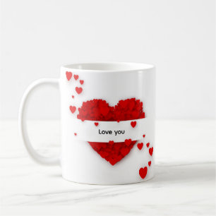 Taza de café con corazón de amor romántico