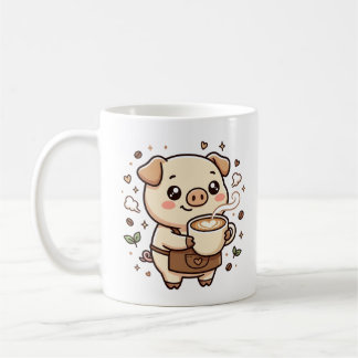 Taza De Café Con Corazón De Latte De Cerdo Adorabl