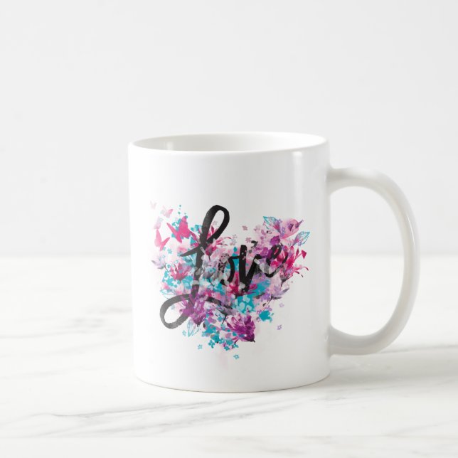Taza de café con Corazón Floral (Derecha)