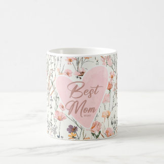 Taza de café con corazón floral rosa para la mejor