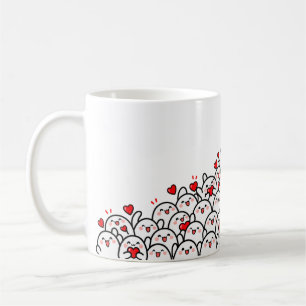 Taza de café con corazones Kawaii adorable