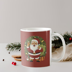 Taza de café con corona de Santa Claus