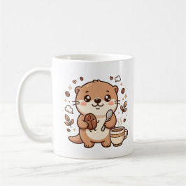 Taza de café con cuchara de frijol nutria Kawaii
