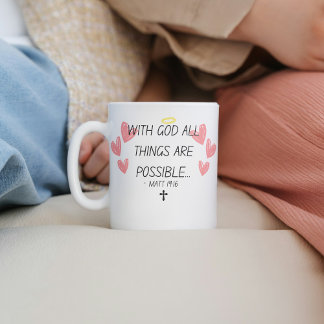 Taza De Café "Con Dios todas las cosas son posibles" versículo