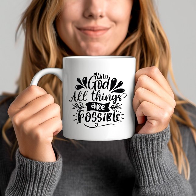 Taza De Café Con Dios todas las cosas son posibles versos de la (With God All Things Are Possible Bible Verse Coffee Mug)