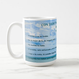 Taza De Café Con Dios todo posible cielo azul Conquista Metas