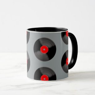 Taza de café con disco retro