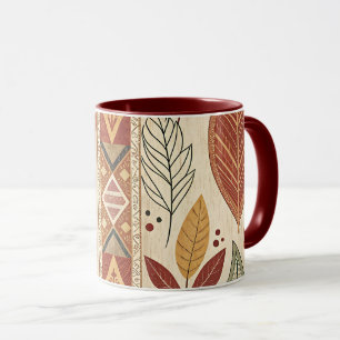 Taza de café con diseño artístico de patrón de hoj