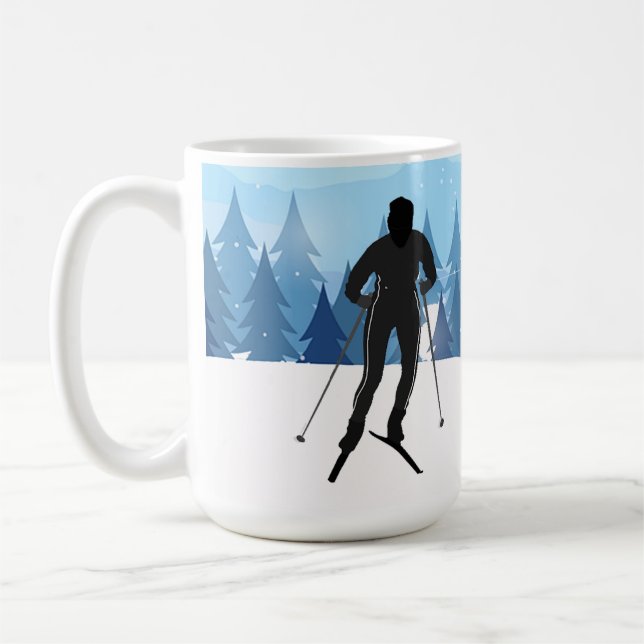 Taza de café con diseño de esquí de fondo (Izquierda)