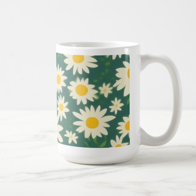 Taza de Café con Diseño de Margaritas (Derecha)