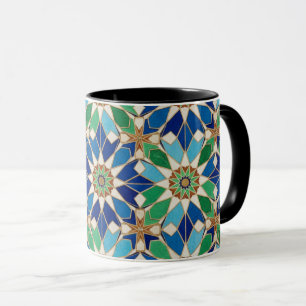 Taza de café con diseño de mosaico geométrico eleg