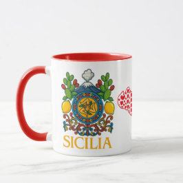 Taza de café con diseño de Trinacria siciliana