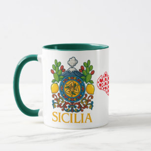 Taza de café con diseño de Trinacria siciliana