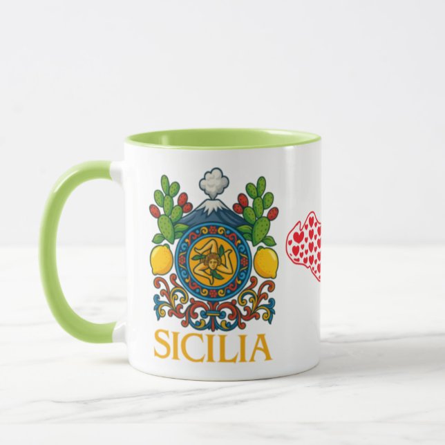 Taza de café con diseño de Trinacria siciliana (Izquierda)