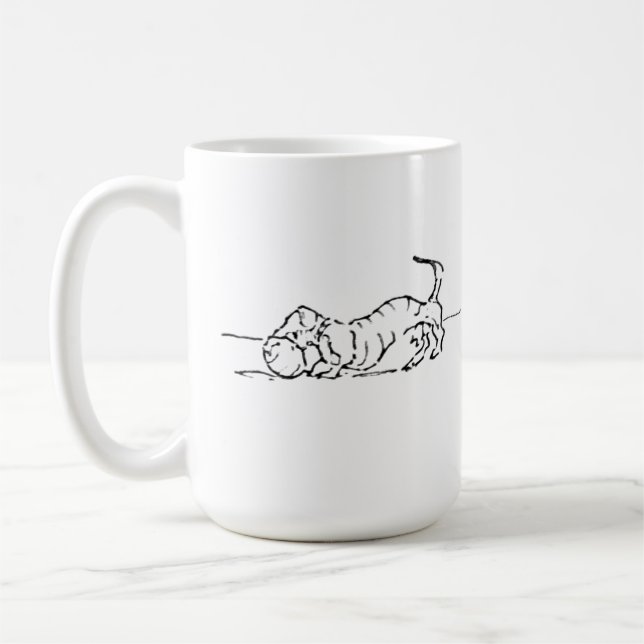 Taza de café con diseño divertido de perro salchic (Izquierda)