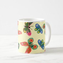 Taza de café con divertido patrón de jardín floral