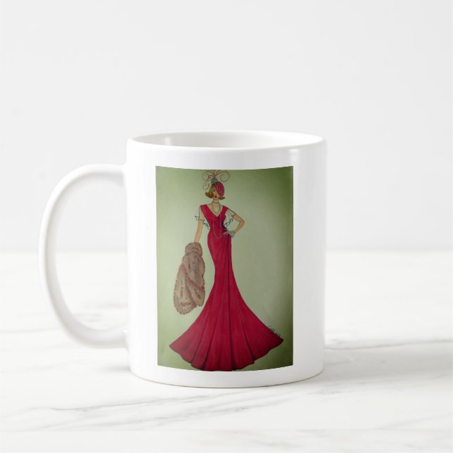 Taza de café con el ilustracion de la moda (Izquierda)