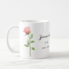 TAZA DE CAFÉ CON EL NOMBRE DEL MES DE LA FLOR DE N