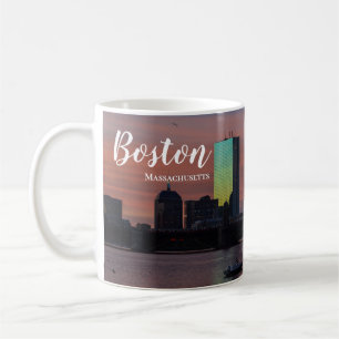 Taza de café con el paisaje urbano de Boston Massa