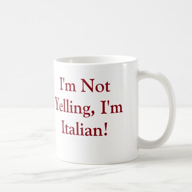 Taza de café con el refrán italiano (Derecha)