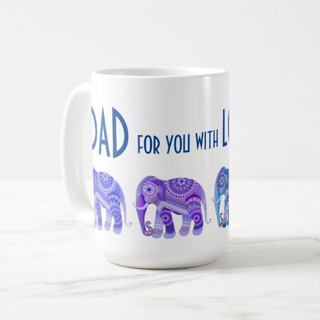 TAZA DE CAFÉ CON ELEFANTES AZULES REFRESCANTES (Anverso izquierdo)