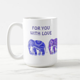TAZA DE CAFÉ CON ELEFANTES AZULES REFRESCANTES