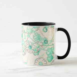 Taza de café con elegante patrón de margarita mode
