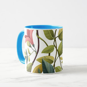 Taza de café con encantadora impresión floral