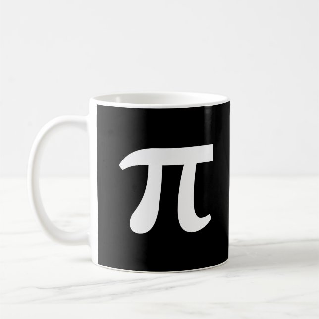 Taza de café con escritura blanca π Pi (Izquierda)