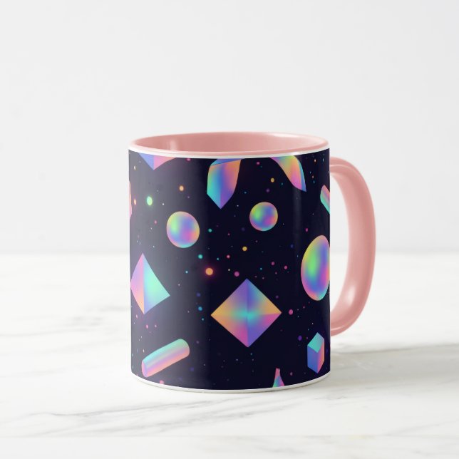 Taza de café con espacio geométrico 3D holográfico (Anverso derecho)