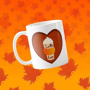 Taza de café con especias de calabaza linda