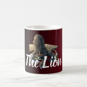 Taza de café con estampa de león del paisaje urban