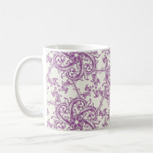taza de café con estampado de flores medievales