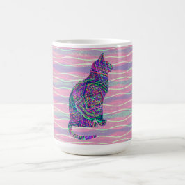 Taza de café con estampado de gato de estilo vinta