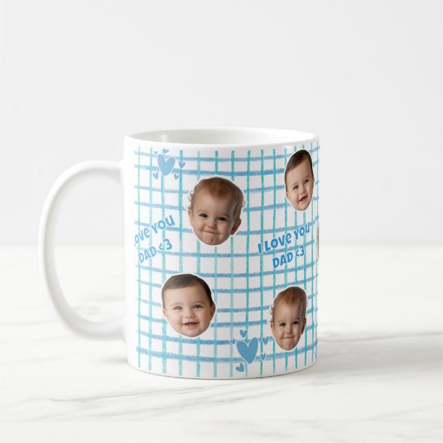 Taza de café con estampado de gingham azul persona (Izquierda)