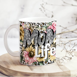Taza de café con estampado floral de animales para