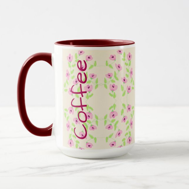 Taza de café con estampado floral rosa (Izquierda)