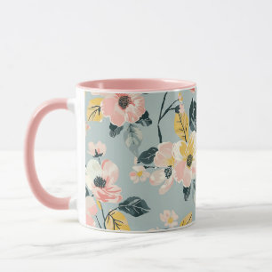 Taza de café con estampado floral vintage