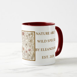 Taza de café con estética botánica roja de academi