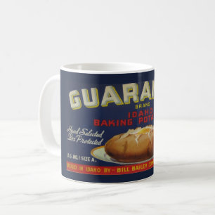 Taza de café con etiqueta de patata de Idaho