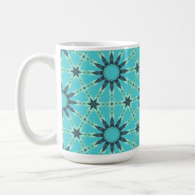 Taza de café con explosión geométrica azul moderna (Izquierda)