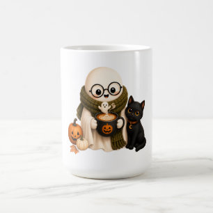 Taza de café con fantasma de Halloween acogedor y 