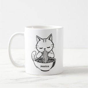 Taza de café con fideos Ramen - Nombre personaliza