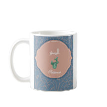 Taza de café con flor de la paciencia de caligrafí