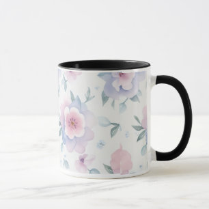taza de café con flores a la acuarela