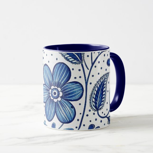 Taza de café con flores azules de Italia (Anverso derecho)