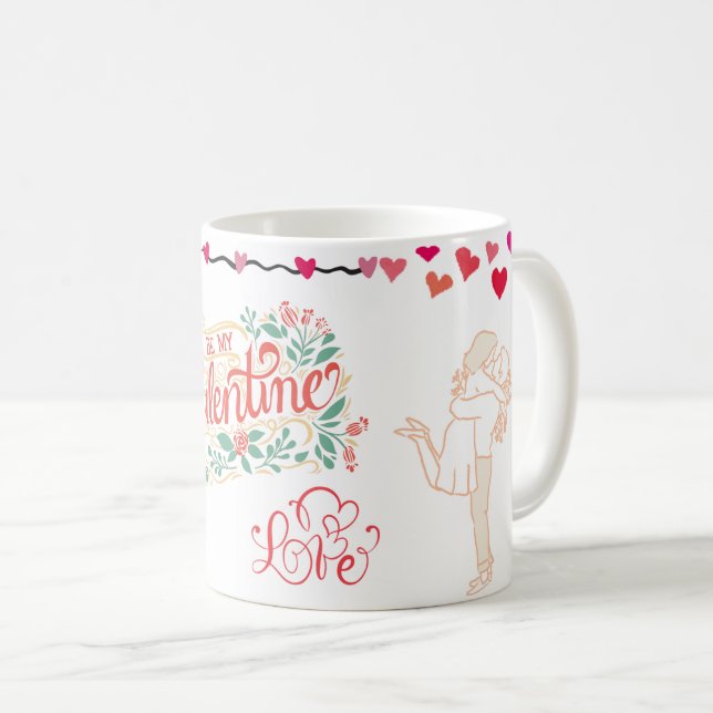 Taza de café con flores de amor del día de San Val (Anverso derecho)